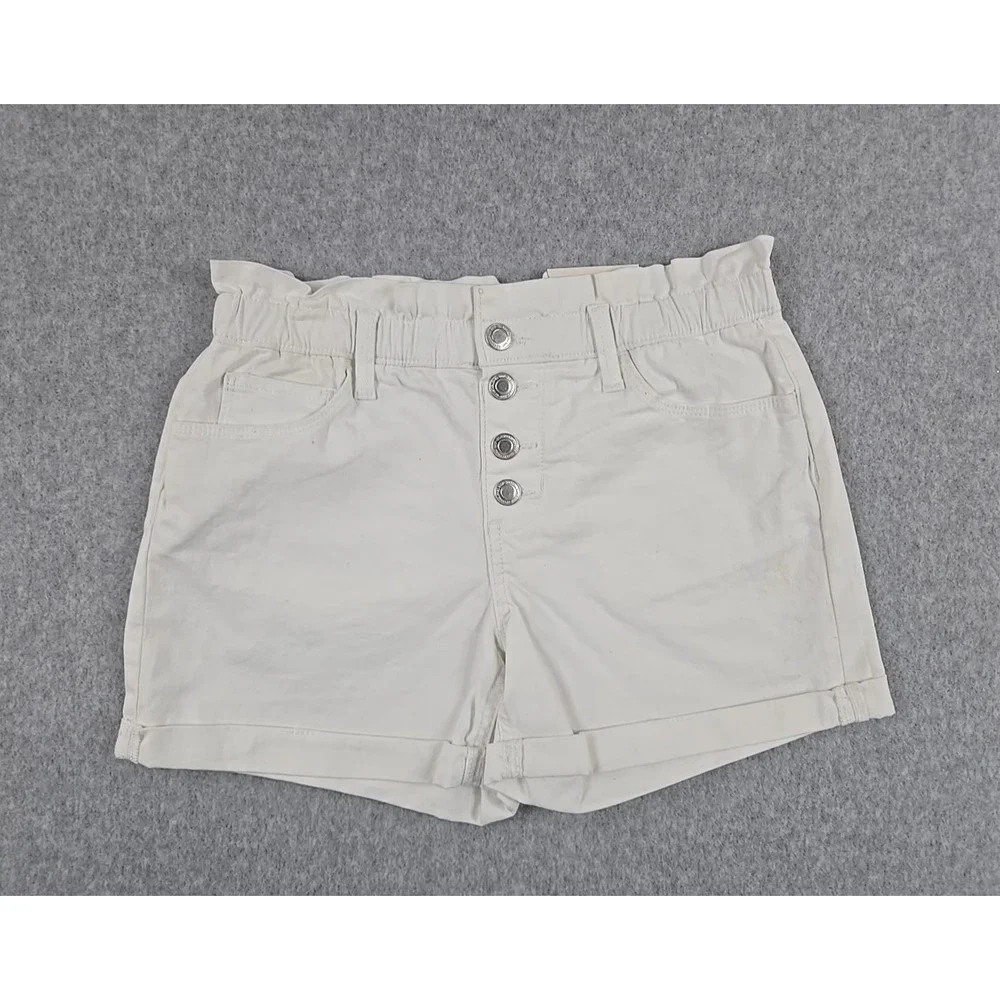 SO Jean Shorts Girls Size 14 High Rise Denim White Paper Bag Waist NWT